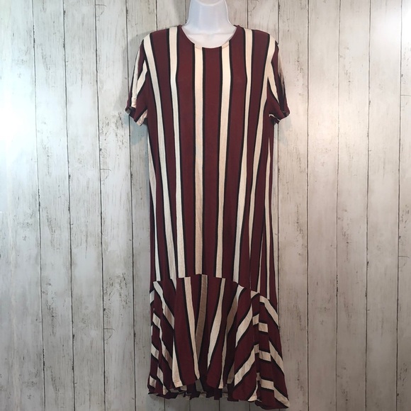 Zara Trafaluc Strip Midi Dress NWT Large - Picture 1 of 6